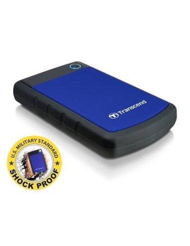 External HDD, TRANSCEND, StoreJet, 1TB, USB 3.0, Colour Blue, TS1TSJ25H3B