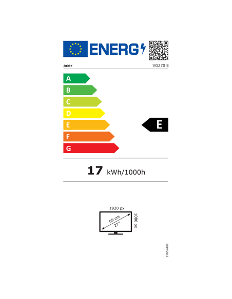 Acer | VG270 Ebmiix | 27 " | IPS | FHD | 16:9 | 100 Hz | 1 ms | 1920 x 1080 pixels | 250 cd/m | HDMI ports quantity 2 | Black |