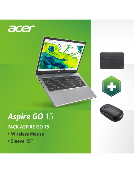 Notebook, ACER, Aspire, Go 15, AG15-42P-R2WK, CPU Ryzen 7, 5825U, 2000 MHz, 15.6", 1920x1080, RAM 16GB, DDR4, SSD 512GB, AMD Ra