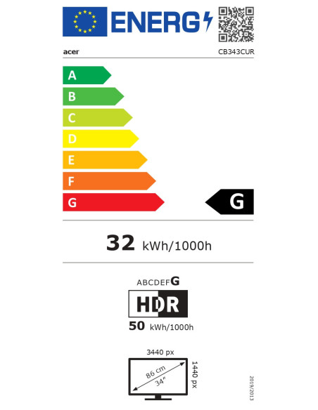 Acer | CB343CUR bemiiphuzx | 34 " | IPS | 21:9 | 60 Hz | 4 ms | 3440 x 1440 pixels | 300 cd/m | HDMI ports quantity 2 | Black