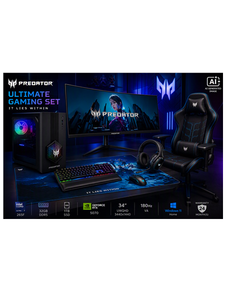 Acer Ultimate Gaming Set | Orion 3000 + X34 V3 + PGC371 + Aethon 700 + Galea 550 + Cestus 333 + PMP470 | Desktop | Tower | Inte